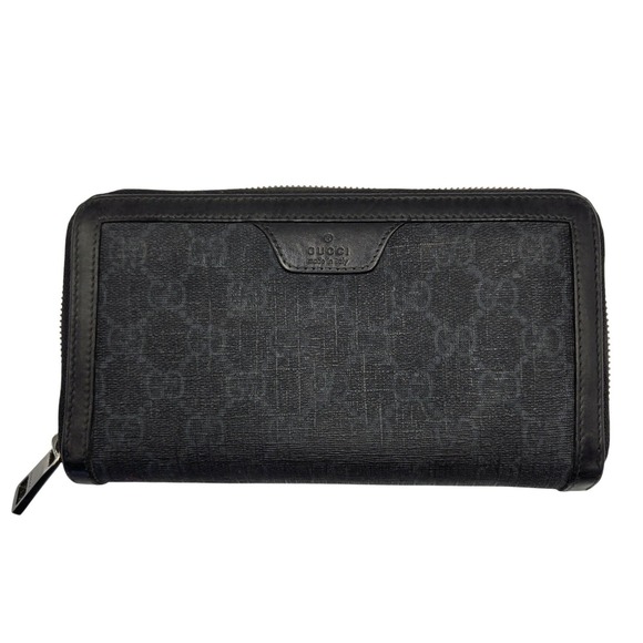 Gucci Handbags - Gucci GG Supreme Zip Around Wallet Black Grey Coated Canvas 622147-0959